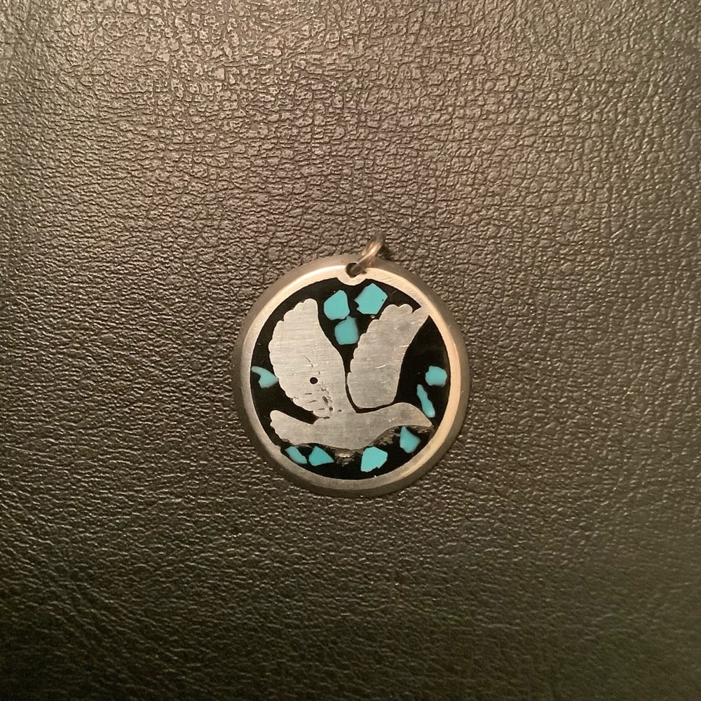 NEW vintage 0.75” turquoise Peace Dove pendant charm